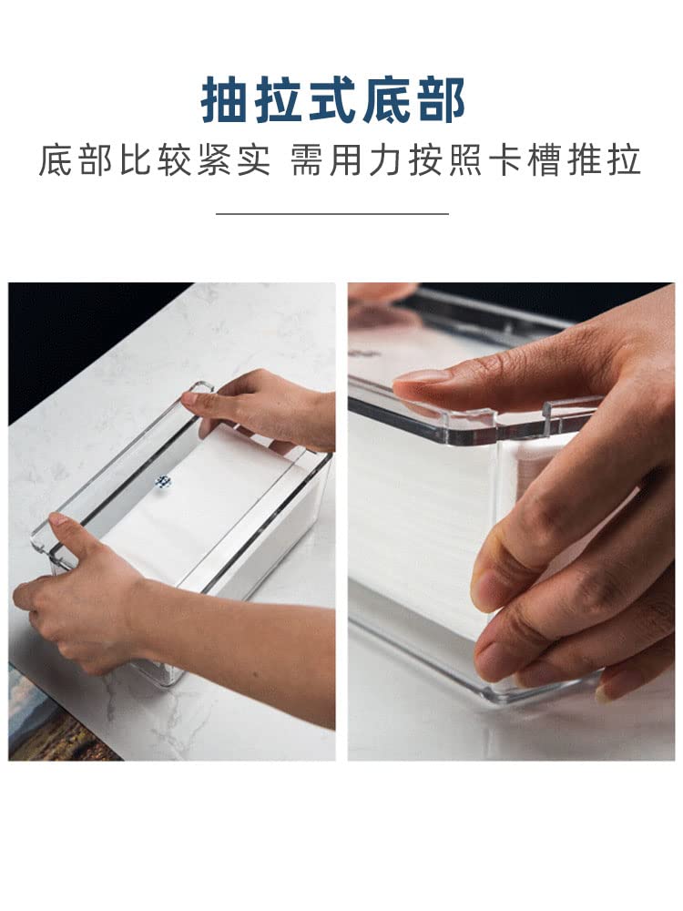 Cq acrylic Clear Acrylic Tissue Box Holder with Cover Facial Tissue Dispenser Box Case for Countertop Clear Plastic Dryer Sheet Container Napkin Organizer for Bathroom  Kitchen Home Rectangle - Image 5